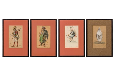 Lot 45 - Four costume studies, possibly Ottoman Turkey, 19th century