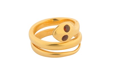 Lot 127 - AN 18CT GEM-SET SNAKE RING