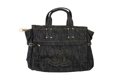 Lot 199 - Chanel Blue Denim CC XL Pocket Tote