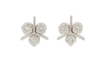Lot 262 - A PAIR OF TREFOIL DIAMOND EARRINGS