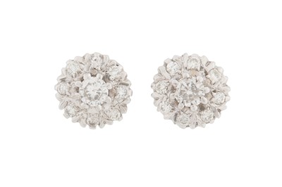 Lot 265 - A PAIR OF DIAMOND CLUSTER EARRINGS