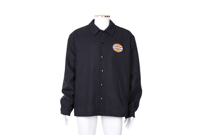 Lot 198 - Gucci Men's Navy Wool Logo Quilted Jacket - Size 58