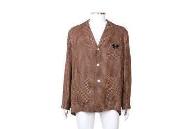 Lot 176 - Gucci Men's Blue Check Linen Blazer - Size 52