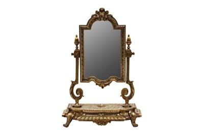 Lot 209 - A LATE 19TH/EARLY 20TH CENTURY STYLE GILT BRONZE CHEVAL DRESSING TABLE MIRROR