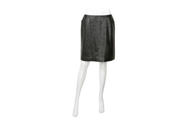 Lot 570 - Chanel Black Leather A Line Skirt - Size 44