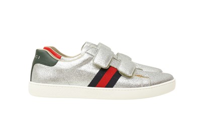 Lot 485 - Gucci Silver Glitter Ace Trainer - Size 37