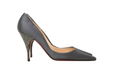Lot 124 - Christian Louboutin Grey Strass Heeled Pump - Size 37.5