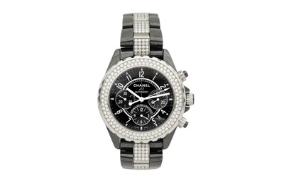 Lot 17 - CHANEL J12  CHRONOGRAPH DIAMOND BRACELET WATCH
