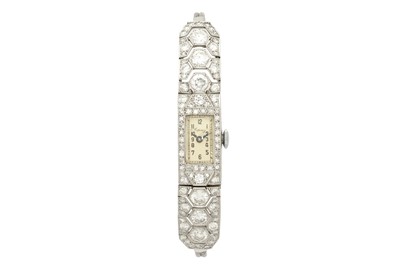 Lot 80 - ASPREY. AN ART DECO DIAMOND COCKTAIL WATCH