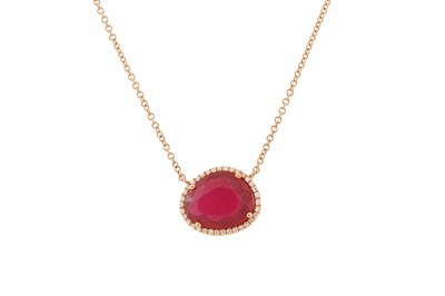 Lot 143 - POSSIBLY BY JACQUIE AICHE Ι A RUBY AND DIAMOND CLUSTER NECKLACE