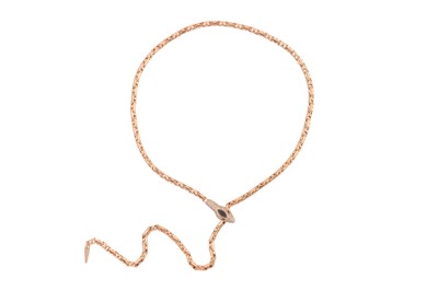 Lot 237 - A SAPPHIRE AND DIAMOND SNAKE NECKLACE