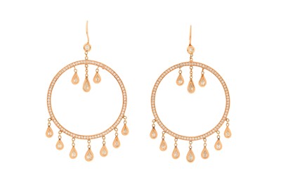 Lot 226 - JACQUIE AICHE Ι A PAIR OF DIAMOND HOOP EARRINGS