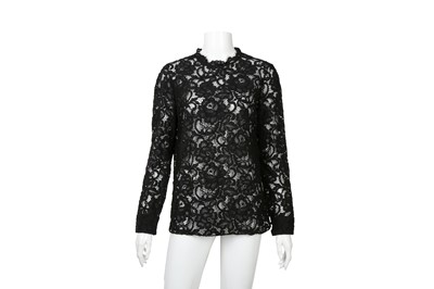 Lot 557 - Saint Laurent Black Long Sleeve Lace Top - Size 42