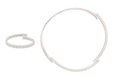 Lot 258 - CARTIER | A DIAMOND 'LANIÈRES' NECKLACE AND BRACELET SUITE