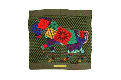 Lot 217 - Hermes 'A Cheval Sur Mon Carre' Print Cashmere Shawl