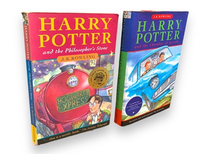 Lot 300 - Rowling. HP Philosopher's Stone & Chamber of Secrets, inscribed by the Author, 1997, 1998