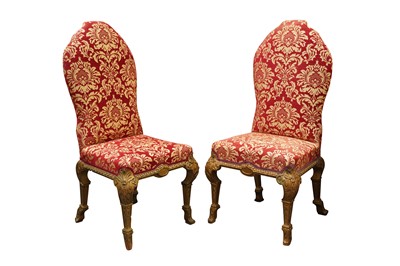 Lot 374 - A PAIR OF VICTORIAN GILTWOOD BEDROOM CHAIRS