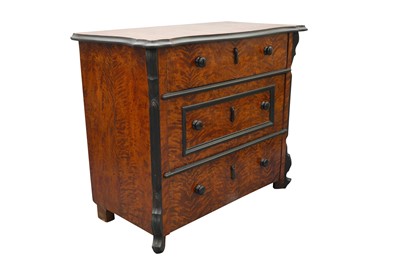 Lot 355 - A LATE 19TH CENTURY SATINWOOD AND EBONISED CHEST OF DRAWERS