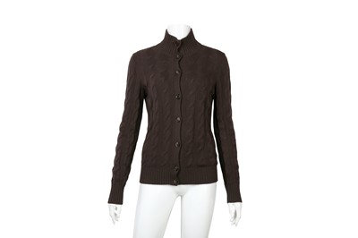 Lot 235 - Loro Piana Brown Cashmere Cable Knit Cardigan - Size 38