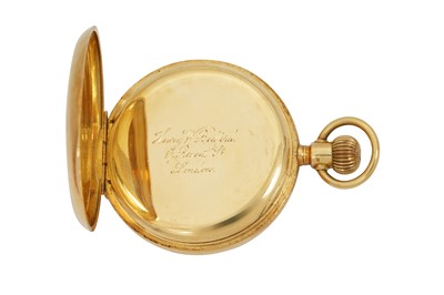 Lot 332 - AN 18CT HALF HUNTER POCKET WATCH