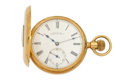 Lot 332 - AN 18CT HALF HUNTER POCKET WATCH