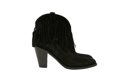 Lot 566 - Saint Laurent Black Western Ankle Boot - Size 40.5
