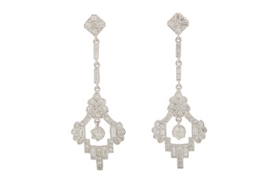 Lot 50 - A PAIR OF DIAMOND EARRINGS