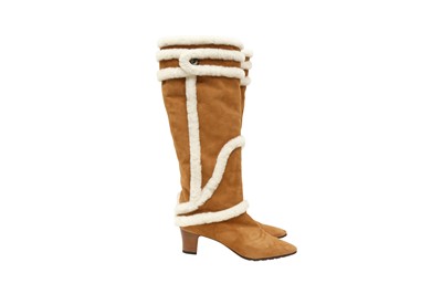 Lot 245 - Manolo Blahnik Tan Cluntius Heeled Boot - Size 37.5