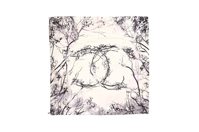 Lot 453 - Chanel White  Cherry Blossom Print Silk Scarf