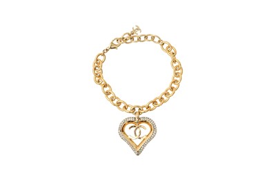 Lot 374 - Chanel Crystal CC Heart Bracelet