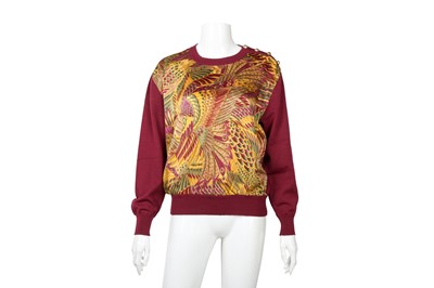 Lot 94 - Salvatore Ferragamo Magenta Knit Silk Panel Sweater - Size S