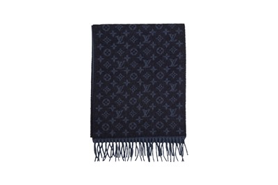 Lot 168 - Louis Vuitton Navy Wool Monogram Gradient Scarf