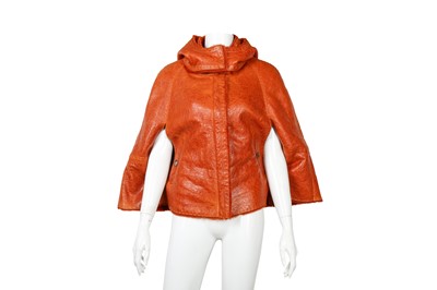 Lot 23 - Escada  Sport Orange Shearling Cape Jacket - Size 36