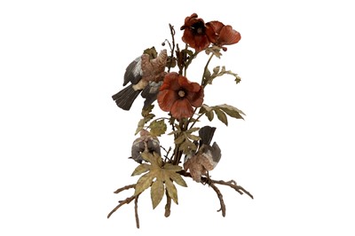 Lot 73 - A RARE AND IMPRESSIVE VIENNA BRONZE SCULPTURE OF BIRDS AND POPPIES
