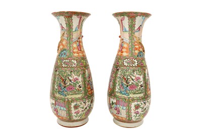 Lot 53 - A PAIR OF CHINESE FAMILLE-ROSE CANTON VASES