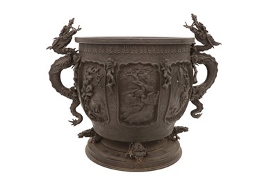Lot 70 - A LARGE JAPANESE BRONZE 'DRAGON' JARDINIERE
