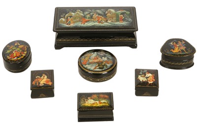 Lot 441 - A collection of seven vintage paper mache and...