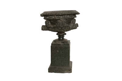 Lot 7 - A 19TH CENTURY CARVED MARBLE REDUCTION OF THE WARWICK VASE