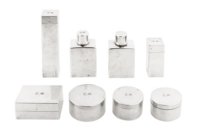 Lot 32 - An early 20th century French 950 standard silver dressing table set, Paris circa 1930 retailed by Louis Vuitton