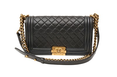 Lot 301 - Chanel Midnight Black Quilted Medium Boy Bag