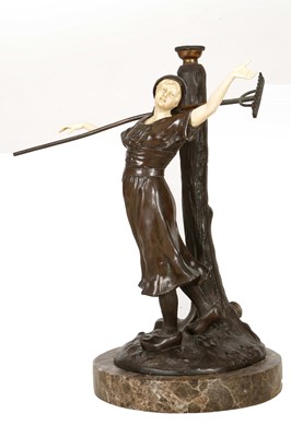 Lot 444 - A Breton Chryselephantine Art Deco Bronze...
