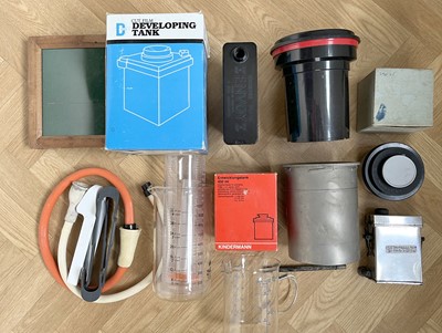 Lot 29 - A Useful Group of Developing Tanks for Films & Plates from 16mm to 5"x4".