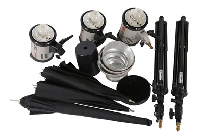 Lot 395 - A 3-Head Prolinca Studio Flash Lighting Setup.