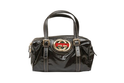 Lot 406 - Gucci Black Brit Boston Bowler Bag