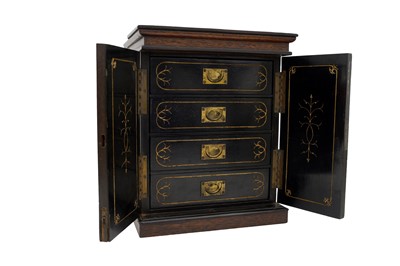 Lot 384 - A 19TH CENTURY ZEBRANO WOOD TABLE TOP CABINET