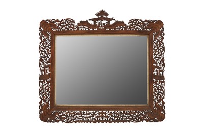 Lot 68 - A CHINESE QING DYNASTY SANDALWOOD MIRROR, CANTON, 19TH CENTURY