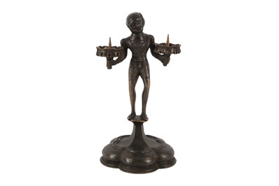 Lot 2 - A BRONZE FIGURAL CANDELABRA - NUREMBURG, GERMANY