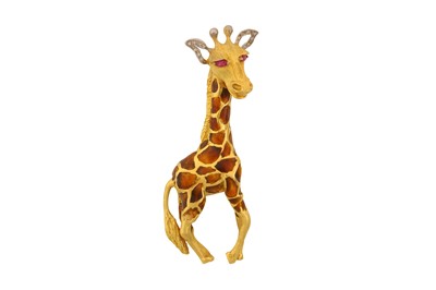 Lot 177 - A GEM-SET GIRAFFE BROOCH