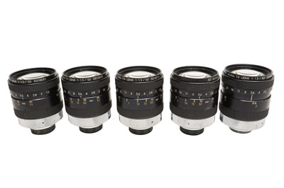 Lot 397 - Five 50mm f1.3 C Mount Cine Lenses.