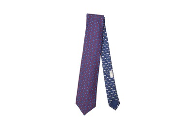 Lot 160 - Hermes Blue 'Dada Hu' Print Silk Tie